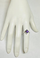 Vintage NOS 1970's 8 x 6mm Oval Genuine Amethyst Ladies Rhomboid Ring