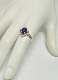 Vintage NOS 1970's 8 x 6mm Oval Genuine Amethyst Ladies Rhomboid Ring