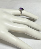 Vintage NOS 1970's 8 x 6mm Oval Genuine Amethyst Ladies Rhomboid Ring