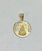 14 Karat Yellow Gold w/Rhodium Our Lady of Charity "Caridad del Cobre" 31mm (1.22") Round Medal