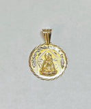 14 Karat Yellow Gold w/Rhodium Our Lady of Charity "Caridad del Cobre" 31mm (1.22") Round Medal