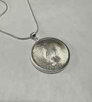 Sterling Silver 1923 Philadelphia Peace Silver Dollar Pendant with 18" Necklace