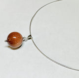 Sterling Silver and 18mm Goldstone "Venturina" Pendant on 1mm Wire Necklace