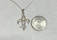 Sterling Silver & 14 Karat Yellow Gold Polished Fleur de Lis Pendant (Available with or without chain)