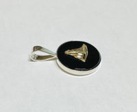 Sterling Silver and 10 Karat Yellow Gold Sailboat on Genuine Black Onyx Coin Pendant