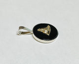 Sterling Silver and 10 Karat Yellow Gold Sailboat on Genuine Black Onyx Coin Pendant