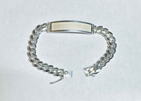 Sterling Silver 9mm Handmade Miami Cuban Link Hinged Bezel ID 8.5" Bracelet