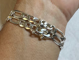 Sterling Silver Figaro Link Saint Barbara "Santa Barbara" ID Bracelet (3 widths available)