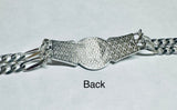 Sterling Silver Figaro Link Saint Barbara "Santa Barbara" ID Bracelet (3 widths available)