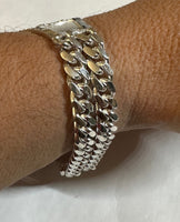 Sterling Silver Miami Cuban Link Saint Barbara "Santa Barbara" ID Bracelet (3 widths available)