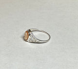 Sterling Silver Oval 8mm x 6mm Orange Shell Cameo Dainty Filigree Ladies Ring