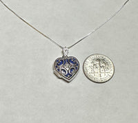 Sterling Silver Rhodium-plated Genuine Diamond 15mm Filigree Heart Locket with 18" Box Chain