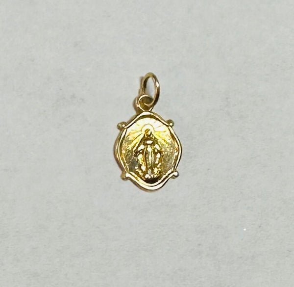 14 Karat Yellow Gold Miraculous "Virgen Milagrosa" 0.40" x 0.32" Dainty Medal