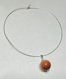 Sterling Silver and 18mm Goldstone "Venturina" Pendant on 1mm Wire Necklace