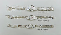 Sterling Silver Figaro Link Saint Barbara "Santa Barbara" ID Bracelet (3 widths available)