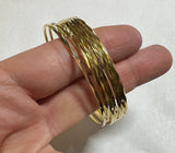 18 Karat Yellow Gold-plated Sterling Silver Diamond-cut 2mm Bangle Bracelet (7" or 8" Size)