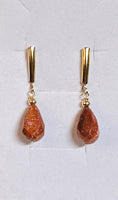 14 Karat Yellow Gold Filled and Teardrop 12mm x 8mm Faceted Brown Goldstone "Venturina" Lever Back Earrings