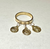 10 Karat or 14 Karat Yellow Gold Catholic Saint Medals "Anillo de Medallitas" Ring