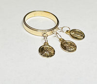 10 Karat or 14 Karat Yellow Gold Catholic Saint Medals "Anillo de Medallitas" Ring