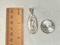 Sterling Silver Our Lady of Guadalupe 1.88" Pendant