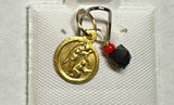 10 Karat Yellow Gold 8mm Guardian Angel "Angel de la Guarda" and Genuine 3.5mm Azabache Jet Baby Charm