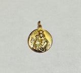 Vintage 18 Karat Yellow Gold Our Lady of Mt. Carmel & Sacred Heart of Jesus 20mm (0.78") Scapular Medal