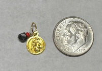 10 Karat Yellow Gold 8mm Guardian Angel "Angel de la Guarda" and Genuine 3.5mm Azabache Jet Baby Charm