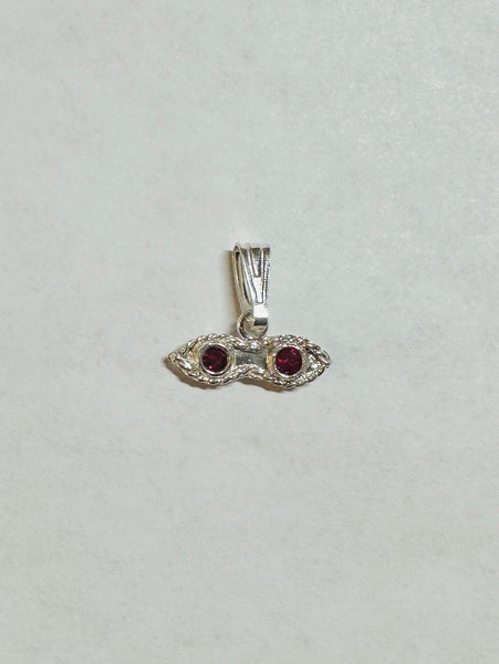 Sterling Silver Saint Lucy Eyes "Ojos de Santa Lucia" Rope Design Pendant with 4mm Birthstone