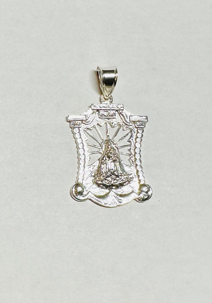 Sterling Silver Our Lady of Charity "Caridad del Cobre" 2 inch Chapel Medal Pendant