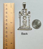 Sterling Silver "San Lazaro" Saint Lazarus in Castle Tower 2 3/4-Inch Pendant