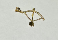 10K Yellow Gold Bow & Arrow "Ochosi" (Yoruba Ifa Palo Santeria) Pendant with Genuine Diamond