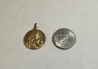 Vintage 18 Karat Yellow Gold Our Lady of Mt. Carmel & Sacred Heart of Jesus 20mm (0.78") Scapular Medal