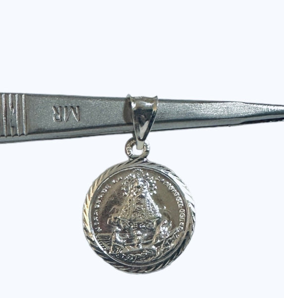 Sterling Silver 925 Our Lady of Charity "Caridad del Cobre" 19mm Round Medal