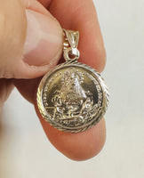 Sterling Silver 925 Our Lady of Charity "Caridad del Cobre" 19mm Round Medal