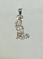 Sterling Silver 3" Saint Lazarus "San Lazaro" Pendant