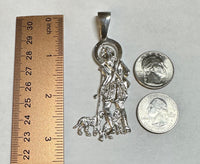 Sterling Silver 3" Saint Lazarus "San Lazaro" Pendant