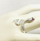 Sterling Silver Snake Statement Ring (available with birthstone)