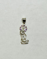 Sterling Silver Saint Lazarus "San Lazaro" Pendant with Genuine Amethyst