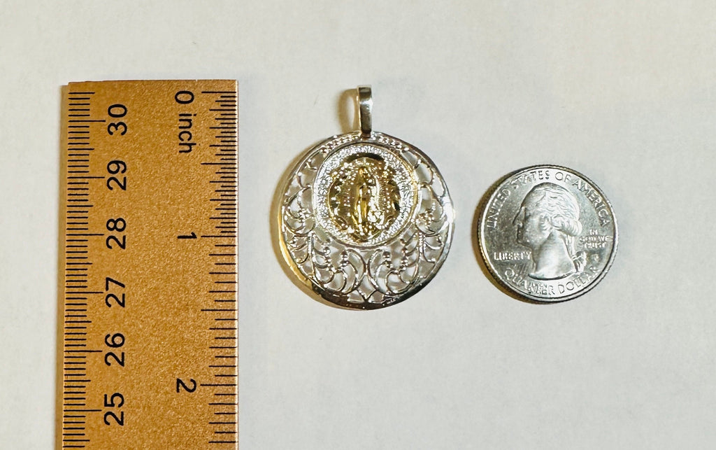 Sterling Silver and 14 Karat Yellow Gold Our Lady of Guadalupe "Virgen ...