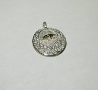 Sterling Silver & 10K Yellow Gold Panther Filigree Medal Pendant