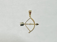 10K Yellow Gold Bow & Arrow "Ochosi" (Yoruba Ifa Palo Santeria) Pendant with Genuine Diamond