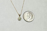 14 Karat Yellow Gold Genuine 5mm Saltwater Akoya Round Pearl Pendant with 14 Karat 16" Chain