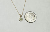 14 Karat Yellow Gold Genuine 5mm Saltwater Akoya Round Pearl Pendant with 14 Karat 16" Chain