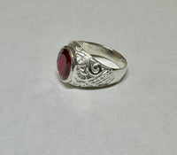 Vintage NOS 1970s Sterling Silver Synthetic 12 x 10mm Oval Birthstone Man's Ring