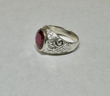 Vintage NOS 1970s Sterling Silver Synthetic 12 x 10mm Oval Birthstone Man's Ring