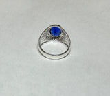 Vintage NOS 1970s Sterling Silver Synthetic 12 x 10mm Oval Birthstone Man's Ring