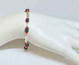 Sterling Silver and Genuine 6mm Azabache Jet Saint Lucy Eyes "Ojos de Santa Lucia" 7.5" Bracelet