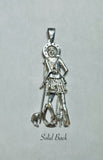 Sterling Silver 4" Saint Lazarus "San Lazaro" Pendant with Genuine Amethyst