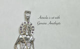 Sterling Silver 4" Saint Lazarus "San Lazaro" Pendant with Genuine Amethyst