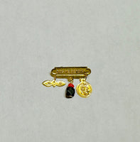 10Kt Gold Dios Me Bendiga with Genuine Azabache, Guardian Angel & Saint Lucia Eyes Baby Pin